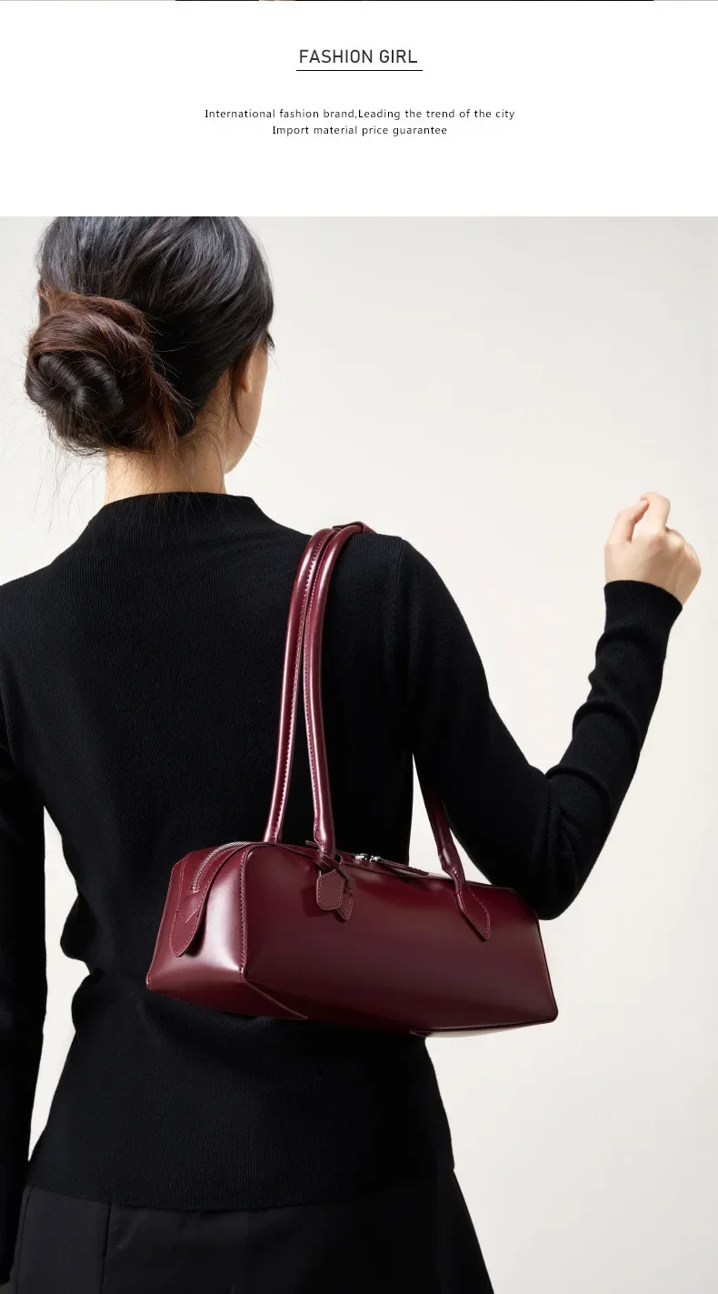 2026 Koreanische Luxus-Tasche Vintage Lange Schultertasche Handtaschen Damen Unterarmtasche Einkaufstasche Echtledertasche Damenhandtasche – Detail 3