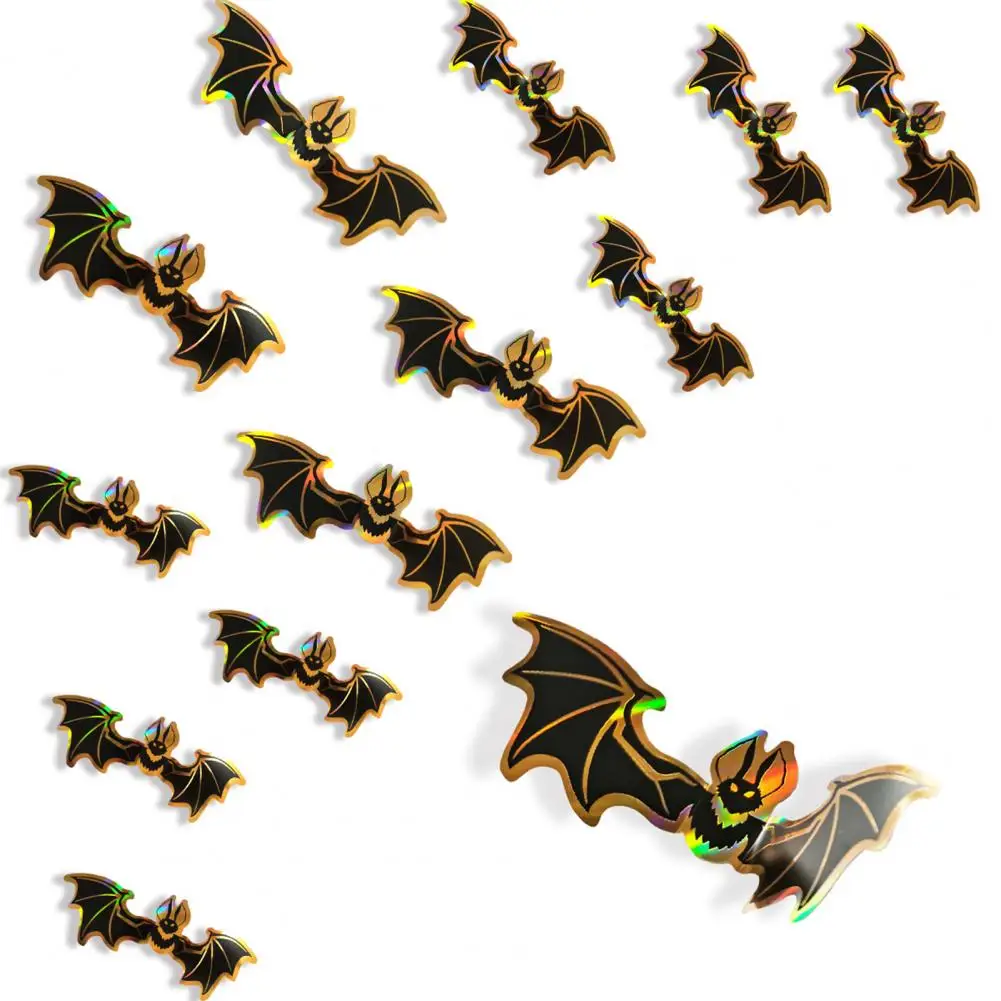 Unique Bat Design Stickers Halloween Bat Wall Sticker Set for Spooky Home Decor 3d Flying Bat Decals Black Charms for Halloween