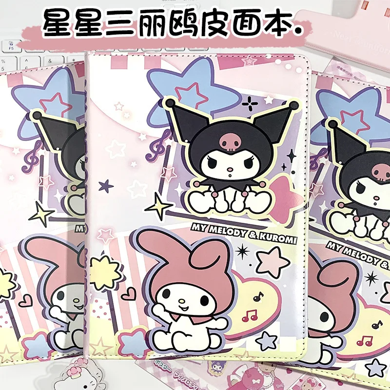 

New Kuromi Kuromi My Melody Notebook Cartoon A5 Leather Notebook Full Color Pages Leather Notebook Student Notebook Diary Gift