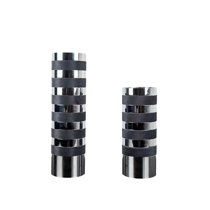 Modern light luxury metal horse fur flower ware, living room study striped splicing vase ornament