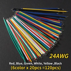 120pcs/lot 6 Color Tin-Plated Breadboard PCB Solder Cable 24AWG Jumper Wire 8cm DIY Kit High-Quality Electronic Wires