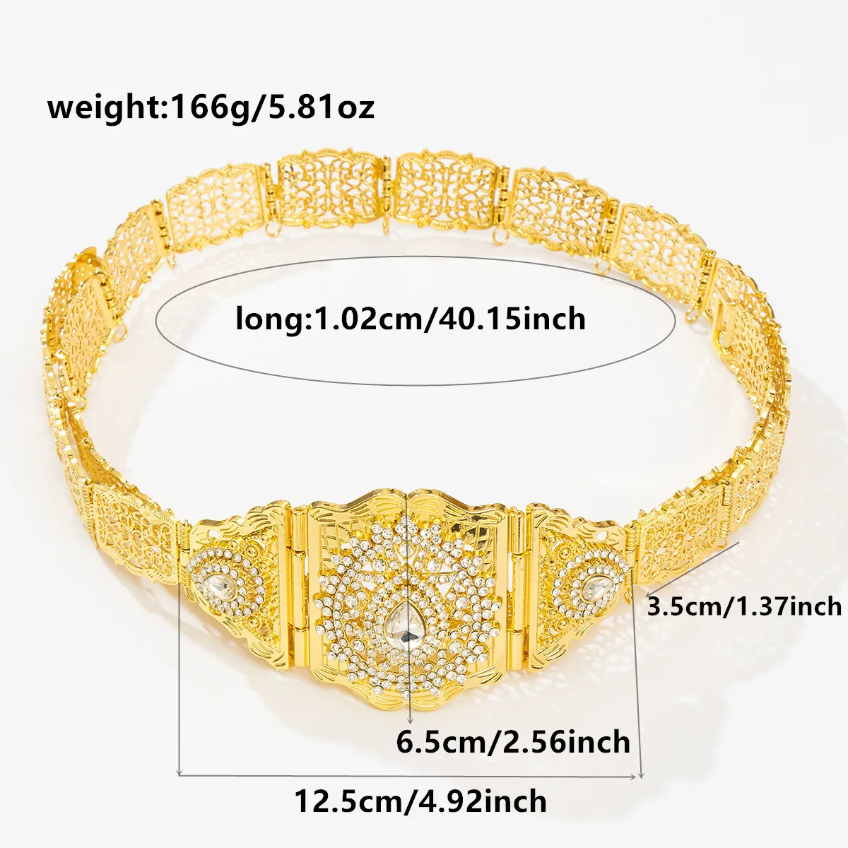 Chic Kaftan Belt Jewelry Cutout Pattern Carved Drop Gemstone Moroccan Bridal Wedding Dress Waist Chain Accessories Adjustable