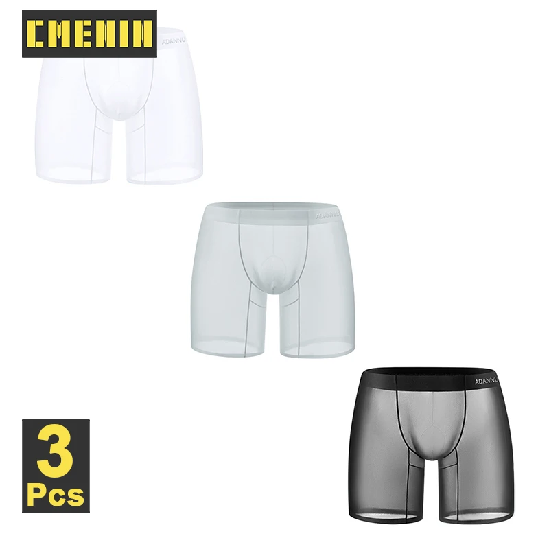 CMENIN 3Pcs Sexy Transparent Men Underwear Ultra-thin Seamless Ice Silk Men\'s Panties Sissy Man Underpants Breathable Men Boxers