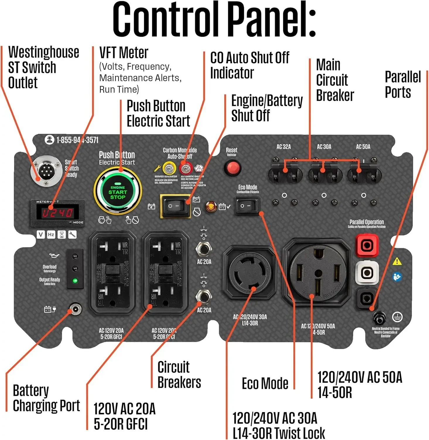 [XMSJ-¡Stock limitado, ¡Compre ahora! ]Generador inversor portátil de marco abierto de 10000 vatios de pico, arranque eléctrico remoto con estrangulador automático, Tra