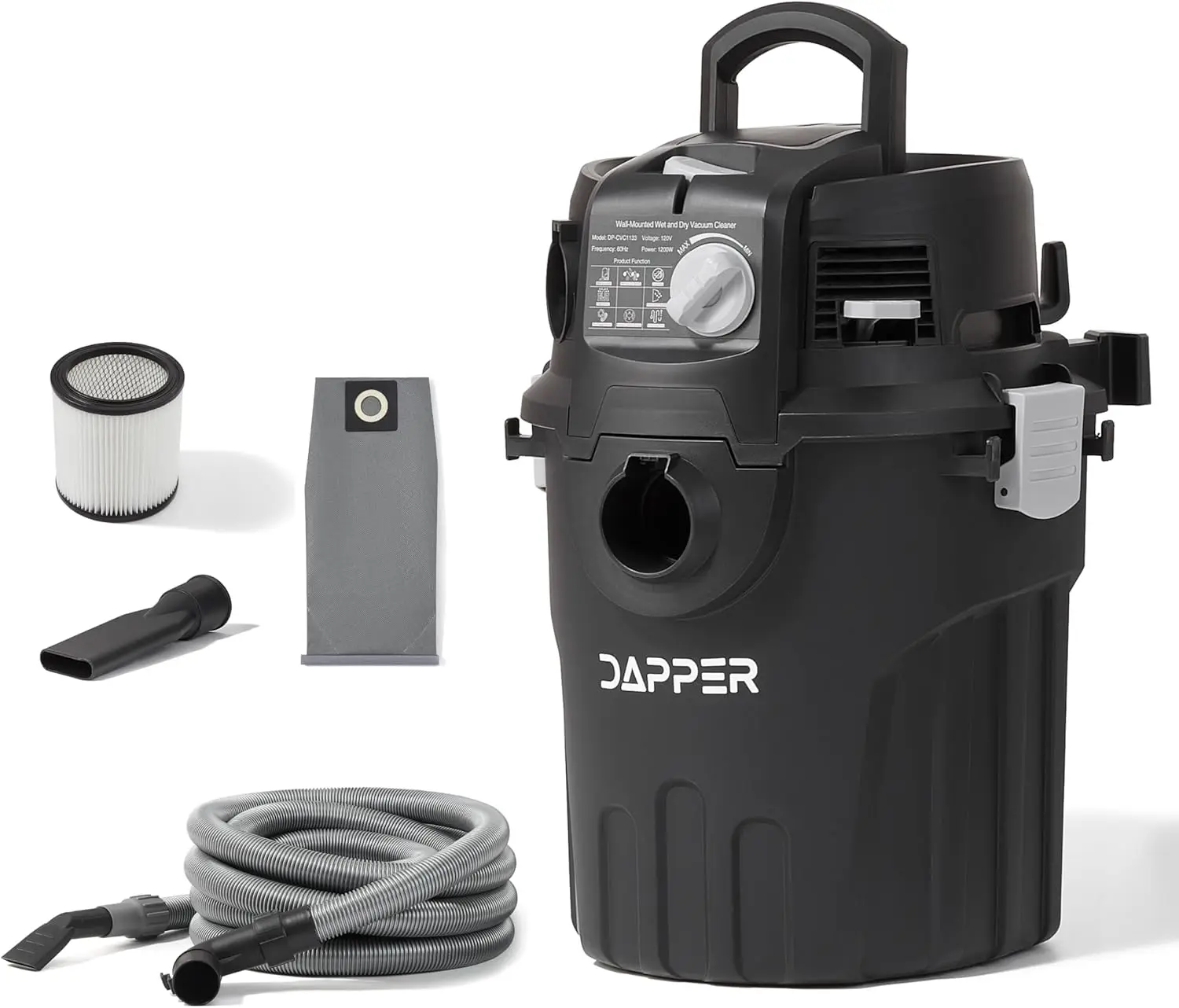 

6 Gallon Wall Mount Wet/Dry Vacuum, 5.5 Peak HP, 30 Ft Hose, Vacuum & Blower, Includes Attachments for Garage, Car, Workshop & J