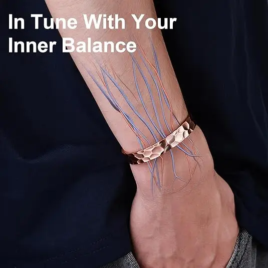 Kupferarmband für Männer & Frauen, Verstellbar, 100% Massives Reines Kupfer, Unbeschichteter Tibetischer Handgefertigter Schmuck, Geschenke – Detail 4