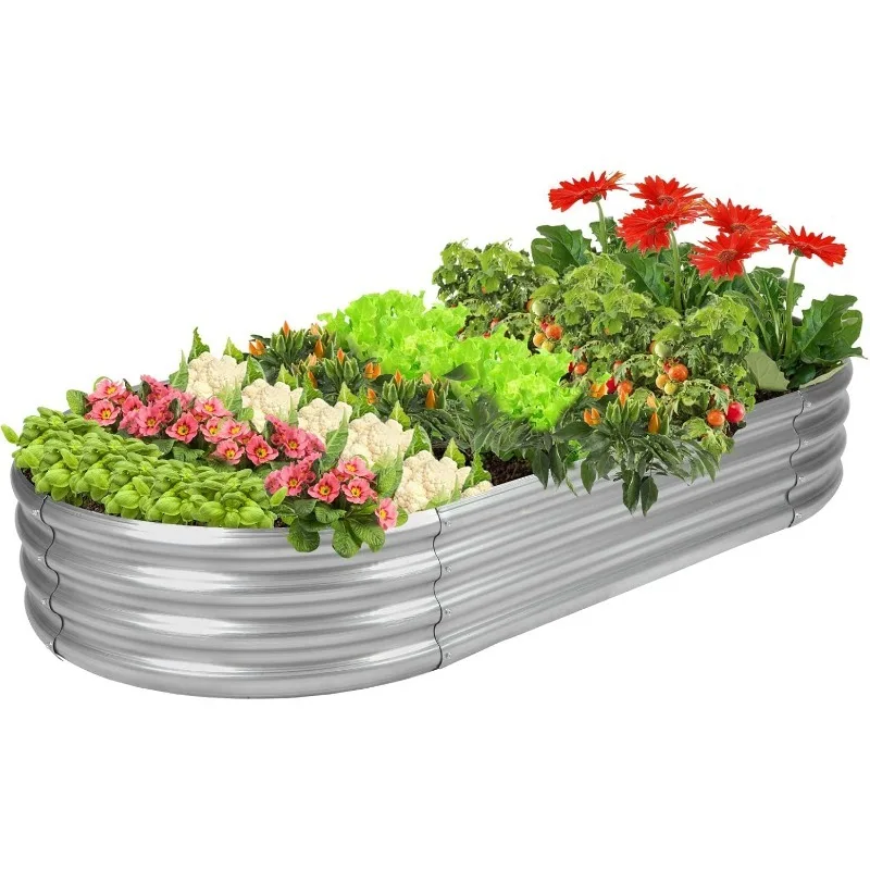 

Raised Garden Bed Galvanized Planter Box Outdoor, 5ft Oval Large Rot-Resistant Metal Garden Bed Planter For Vegetables Flower