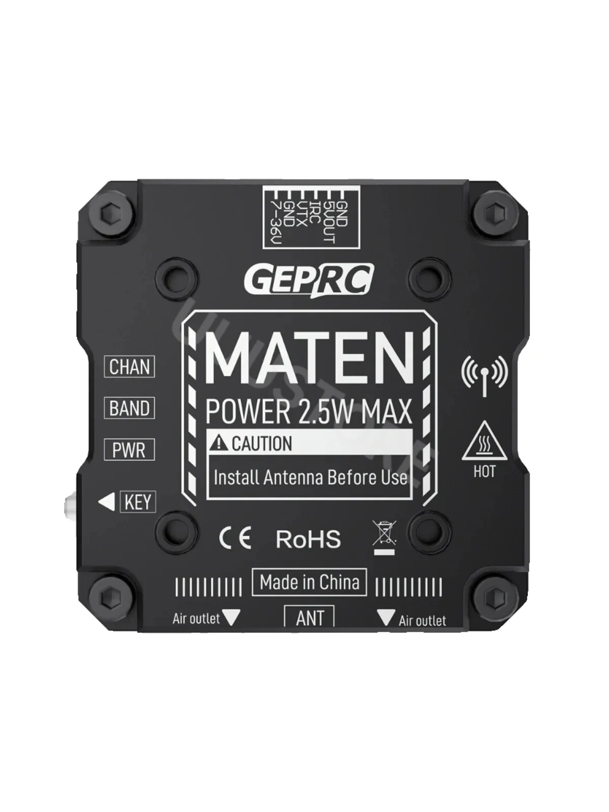 GEPRC MATEN 5.8G 2.5W VTX PRO Numeryczny nadajnik FPV ze stopu aluminium z trybem Pit dla modelu FPV Drone RC