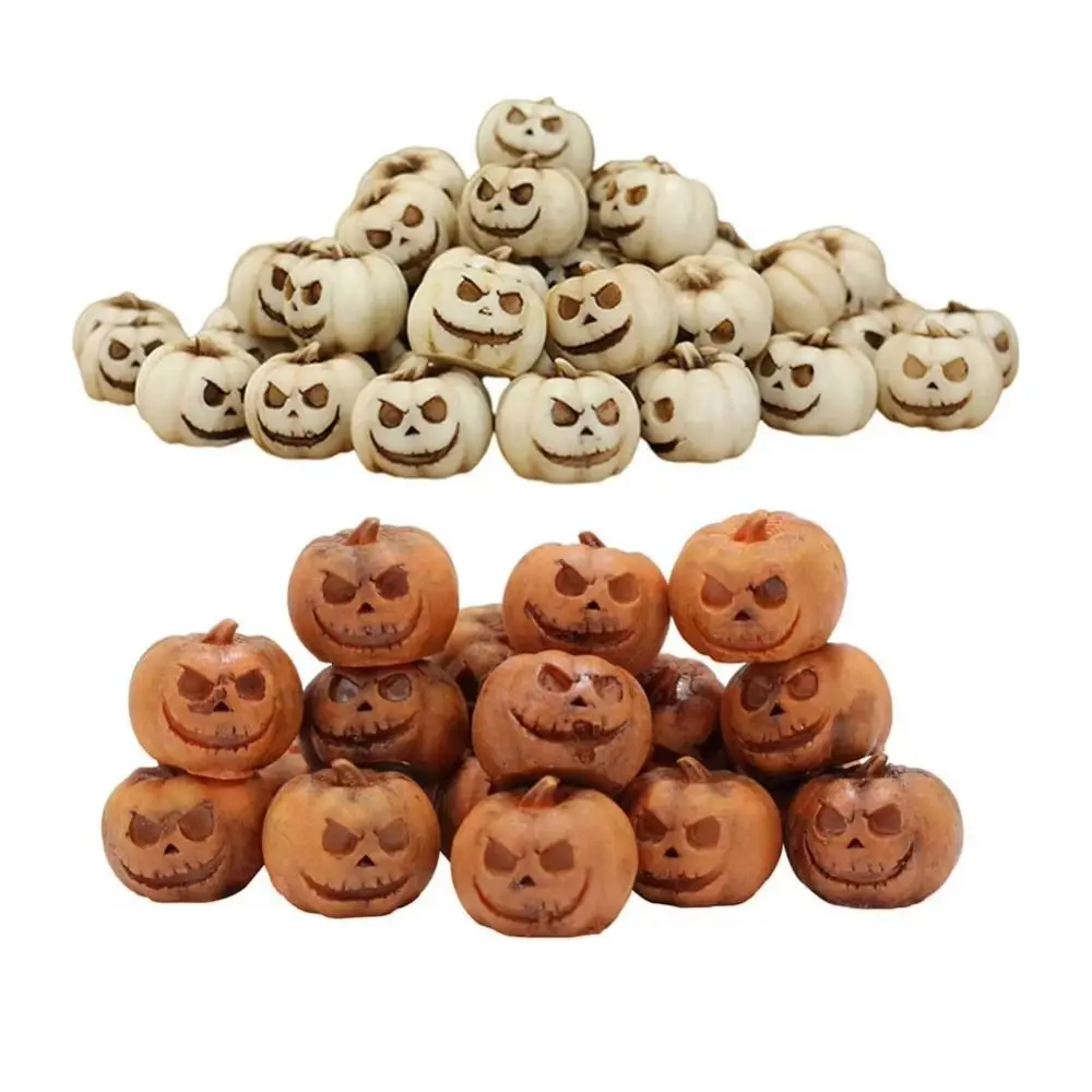 

20pcs Resin Halloween Pumpkin Decoration Scary Funny Mini Fake Simulation Pumpkin Reusable Creative Halloween Ornaments