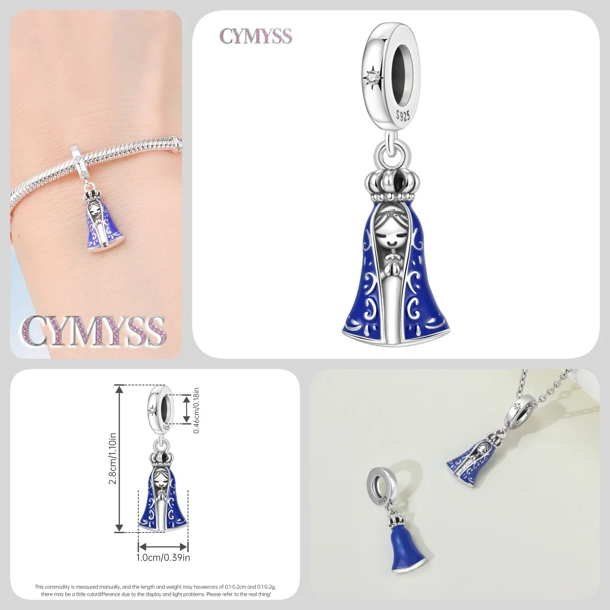 Anhänger mit Engelskreuz aus 925er-Sterlingsilber, passend für DIY-Armbänder, Halsketten, edler Schmuck für Damen, Geburtstag, Urlaub, Party, Reisen, Geschenke – Detail 1