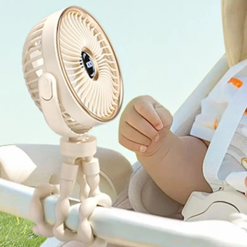 Stroller Fan 3000 MAh Tripod Clip On Fan Portable Stroller Fan 5 Speeds Fan Clip On Flexible Pram Fan Clip On Stroller For Crib