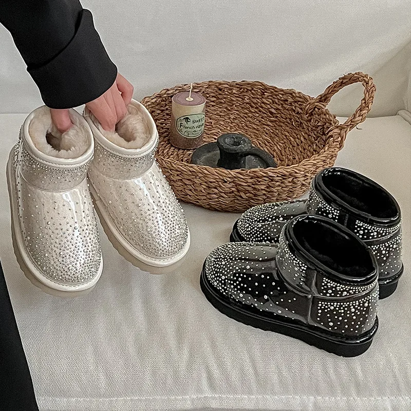 Fashion High-quality Girls Shoes 2025 Winter New Style Kids Rhinestone Snow Boots Comfort Anti Slip Girls' Ankle Boots Zapatos