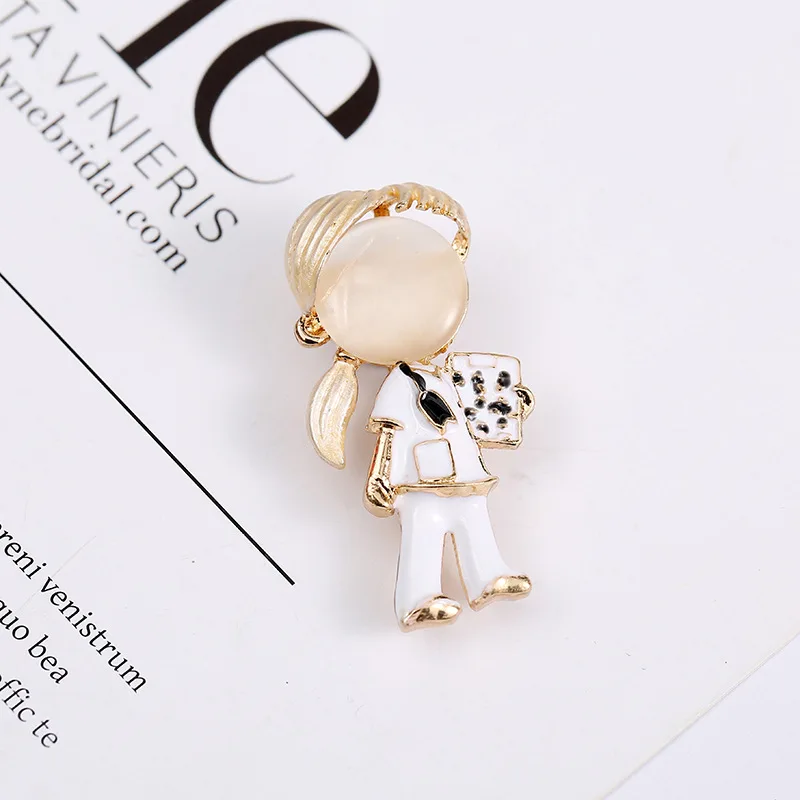 

Creative Enamel Doctor Nurse Brooch For Unisex Personalized Opal Character Brooches Clothing Office Decoration Pin Jewelry Gifts