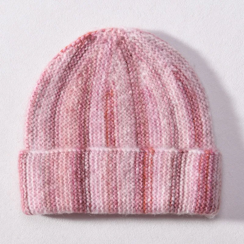New Tie‑dye Gradient Knit Beanies for Women Multi‑Color Color‑Block Patchwork Warm Outdoor Winter Skullcap Hats for Men