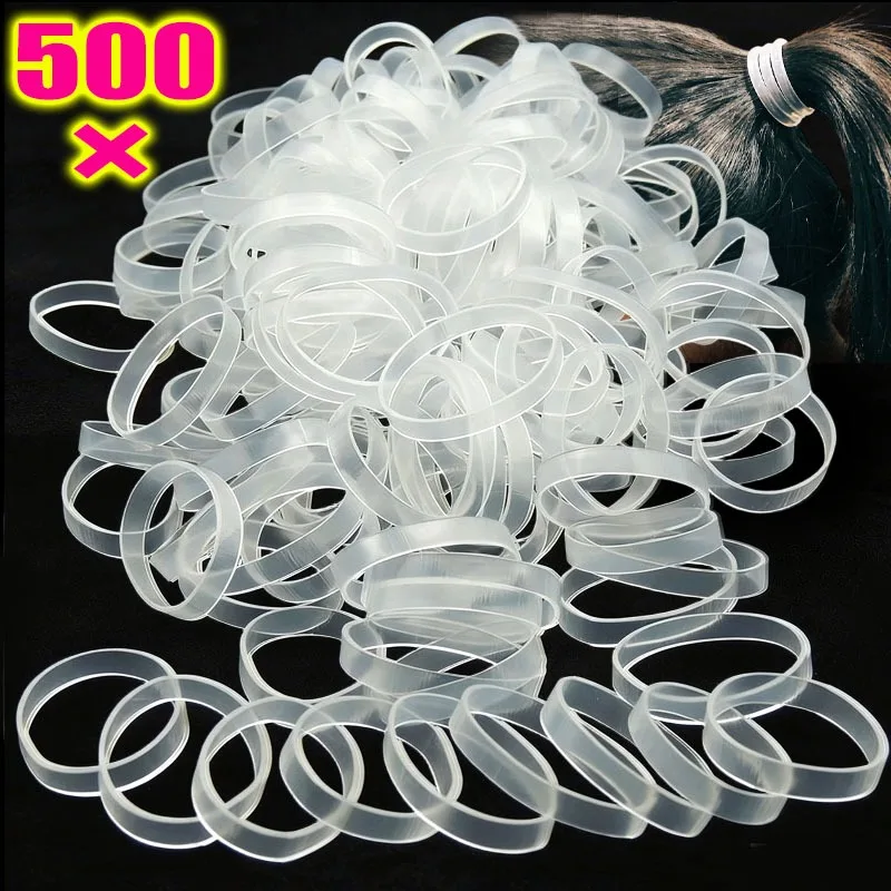 

100/500 шт. Утолщенные прозрачные резинки для волос для девочек, детские резинки для хвостиков, женские резинки для волос оптом