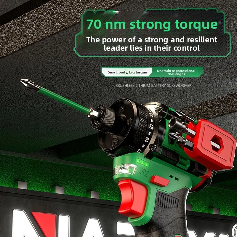 Brushless screwdriver for home use,reversible, with multiple adjustable knob positions,comes with a toolbox,durable and portable