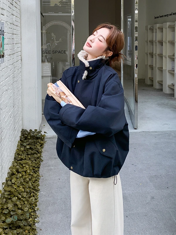 

Casual Lamb Fur Collar Parka Du down Jaet Women ort Winter 2025 New Sle Warm Thi 90 White Du Feather Outerwear