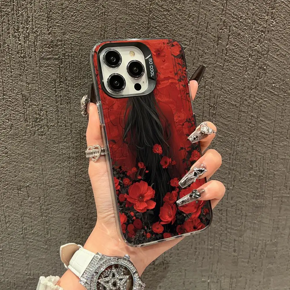 

The girl's back view case for iPhone 16 15 14 13 12 11 Pro/ Max/Plus shock-proof rear cover anti-fingerprint