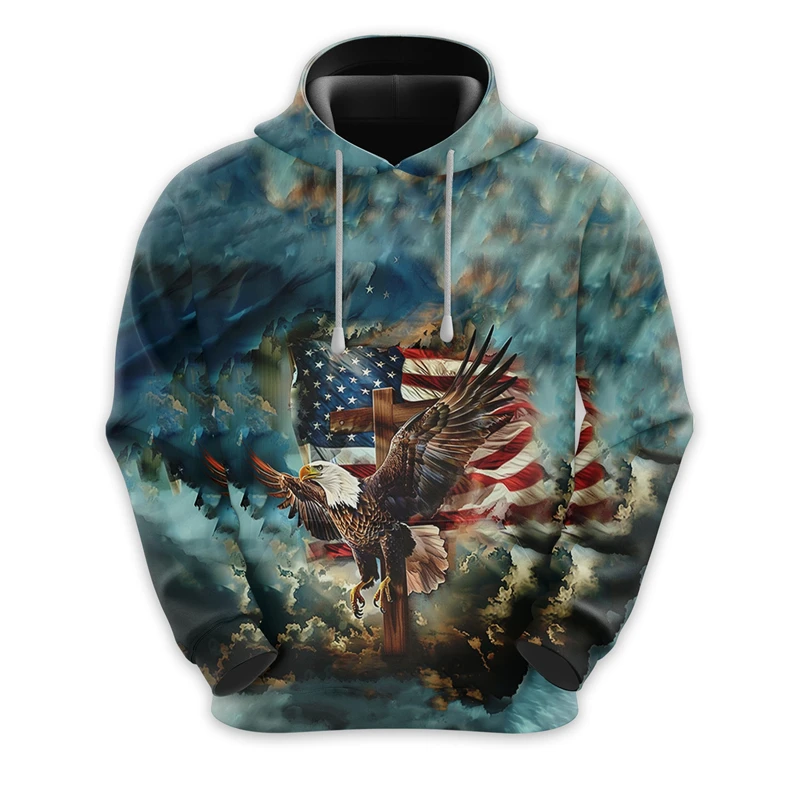 

American Eagle Graphic Sweatshirts USA Bald Eagle Hoodies For Men Clothes Casual Male Streetwear Autumn Unisex Pullovers Hoody