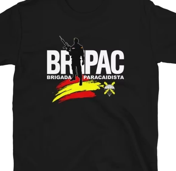 Espanhol BRIPAC Brigada Paracaidista Camiseta Masculina Tierra Calavera Crânio Desperta Ferro Camisa de Manga Curta Casual O-pescoço Camiseta