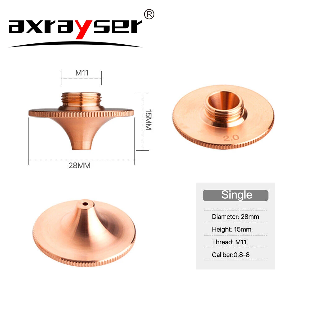 10/50 Stück Laserdüsen Hochgeschwindigkeits-D28/32mm Ein-/Doppelschicht Typ B für Precitec Raytools BOCI HANS Faserlaser-Schneidköpfe – Detail 2