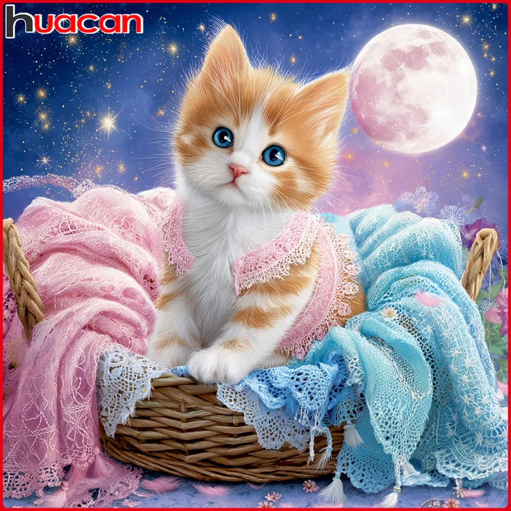 

Huacan Cat Diamond Painting Kits 5D DIY Mosaic Animal Picture Of Rhinestones Handmade Gift Craft Kit