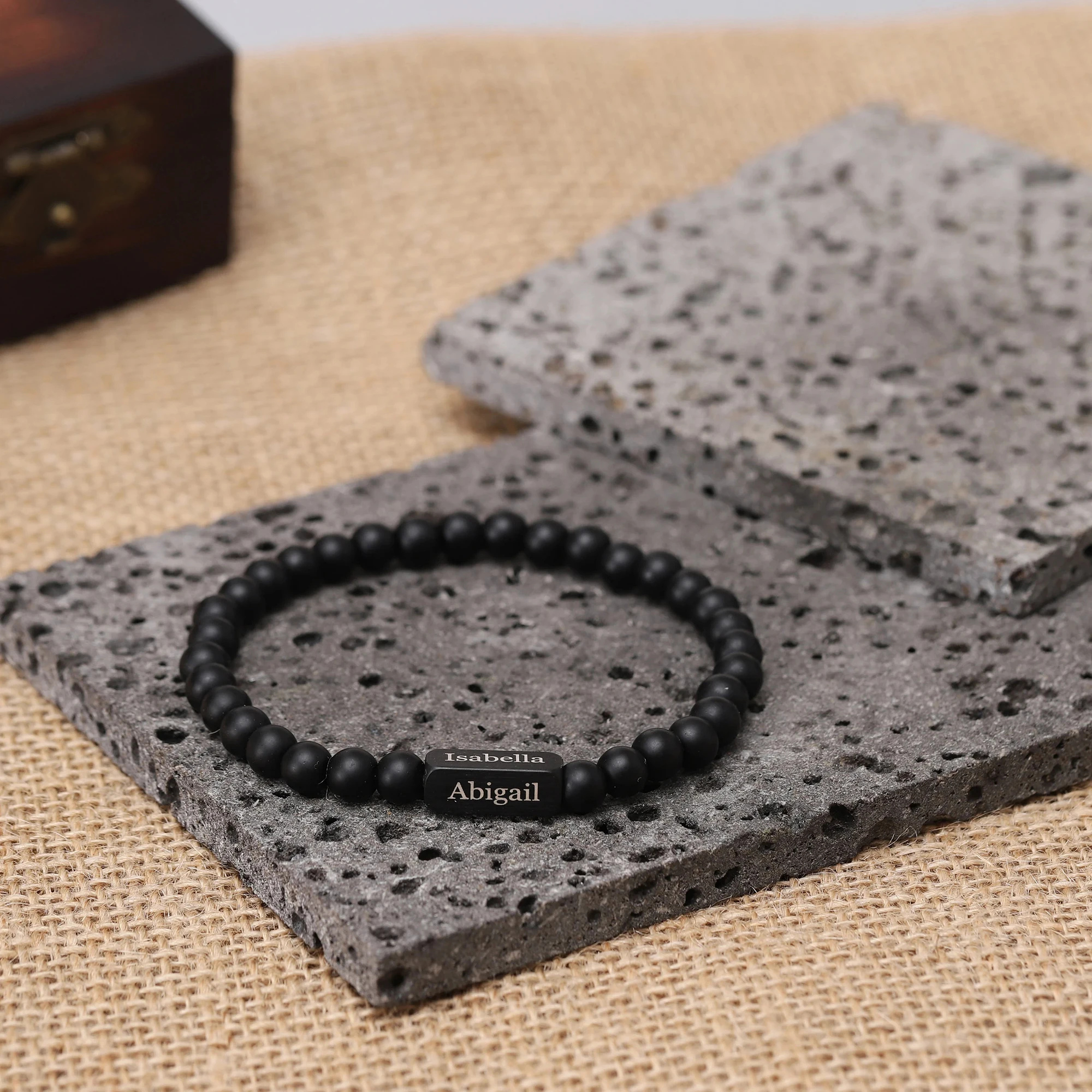 قطعة واحدة، سوار رجالي مخصص بأسماء هدية مثالية لعيد الميلاد للزوج والجد، سوار من الخرز للرجال