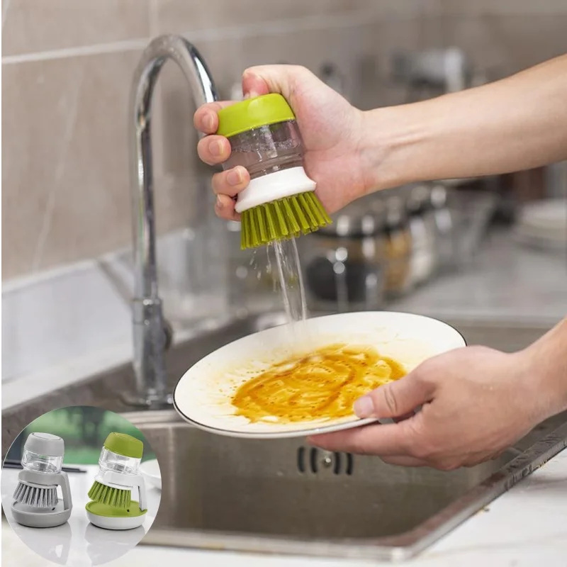 

Automatic Liquid-adding High-quality Nylon Cleaning Brush Kitchen Hydraulic Dishwashing Press Descaling Non-stick Oil Dish Brush