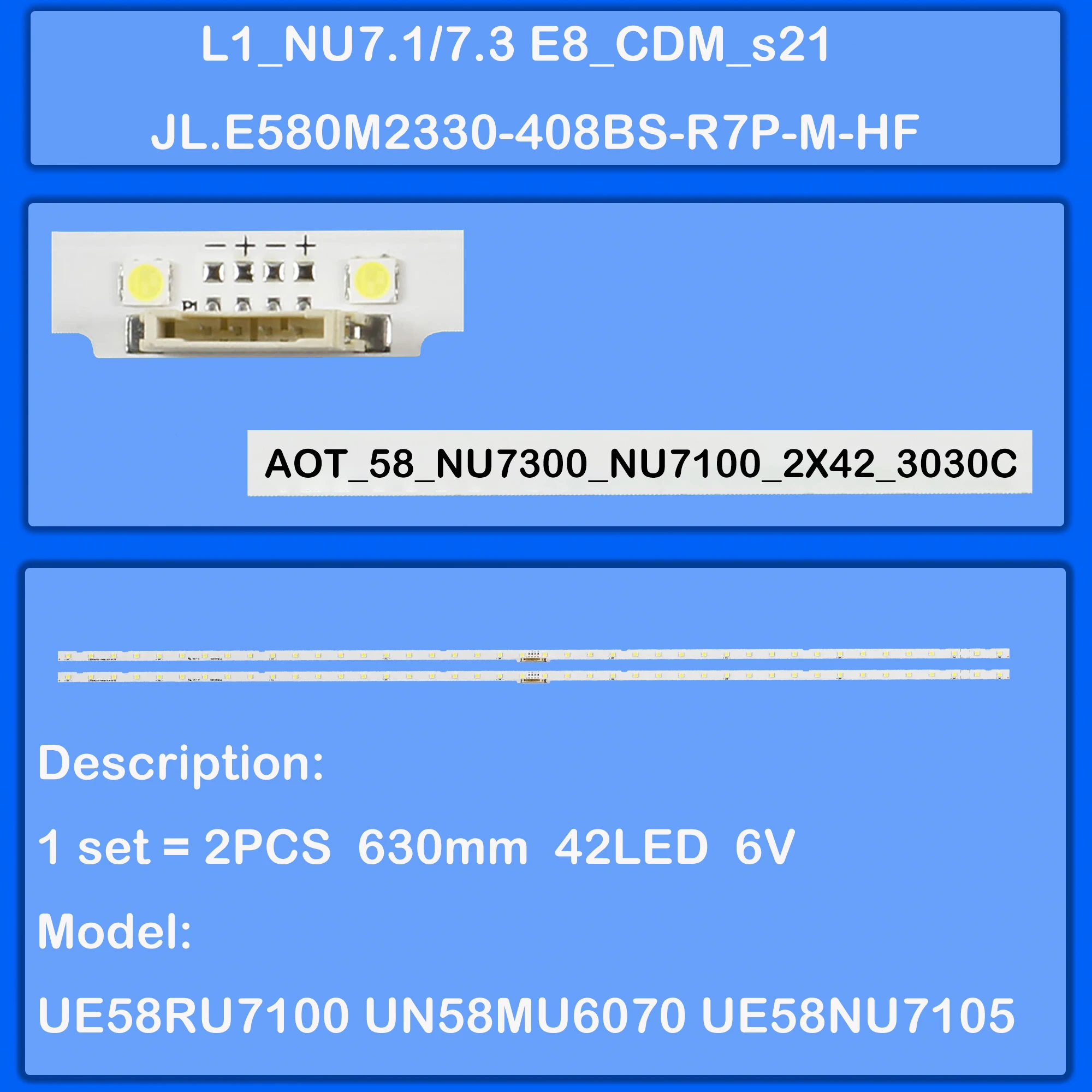 

Лента светодиодной подсветки для UA58NU7100 UE58RU7179 UE58RU7102 UE58NU7020W UE58NU7022K UE58NU7025K UE58NU7090U UE58NU7370U