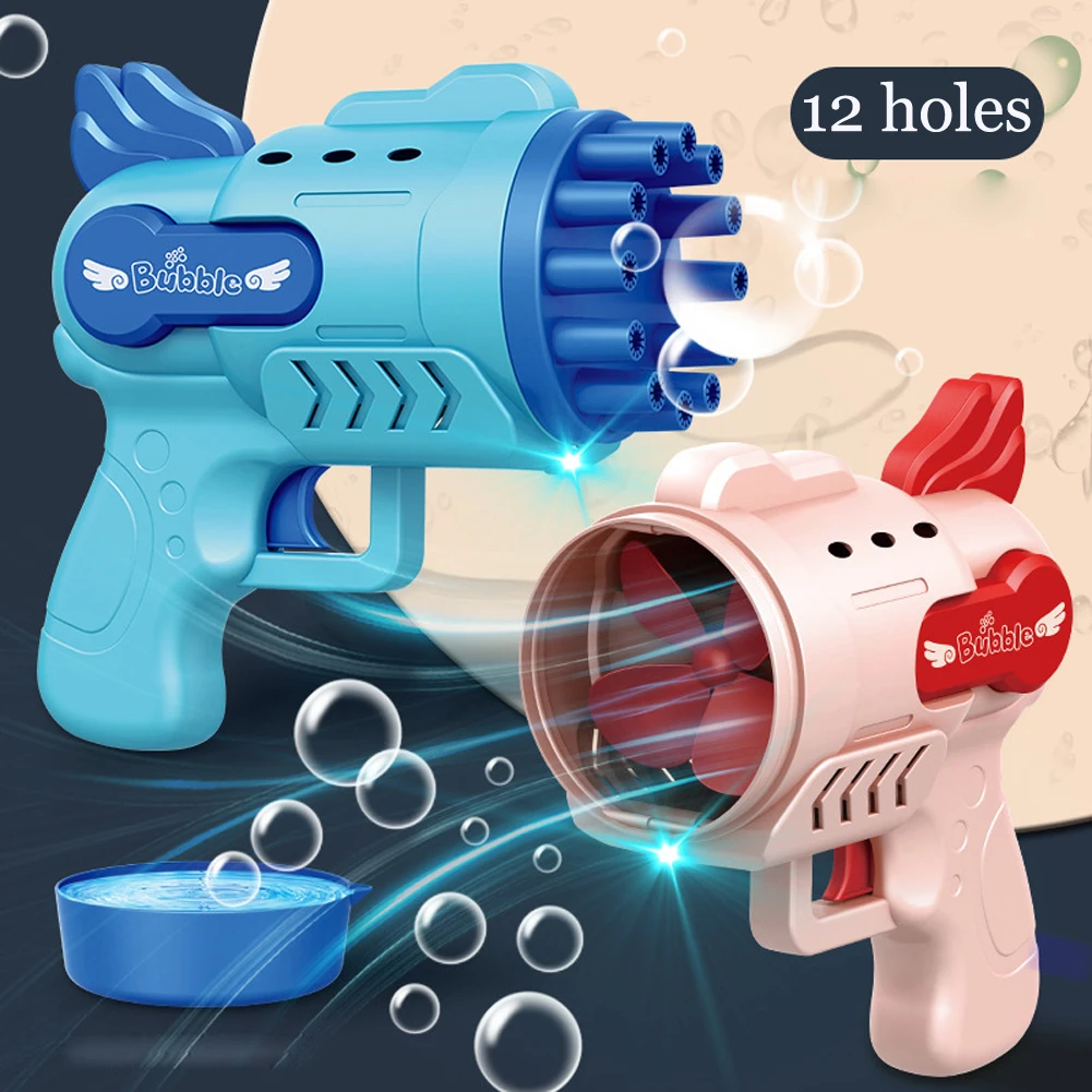 Bubble Gun Electric Automatic Soap Rocket Bubbles Machine Kids Portable Outdoor Party Toy LED Light Blower Toys Children Gifts