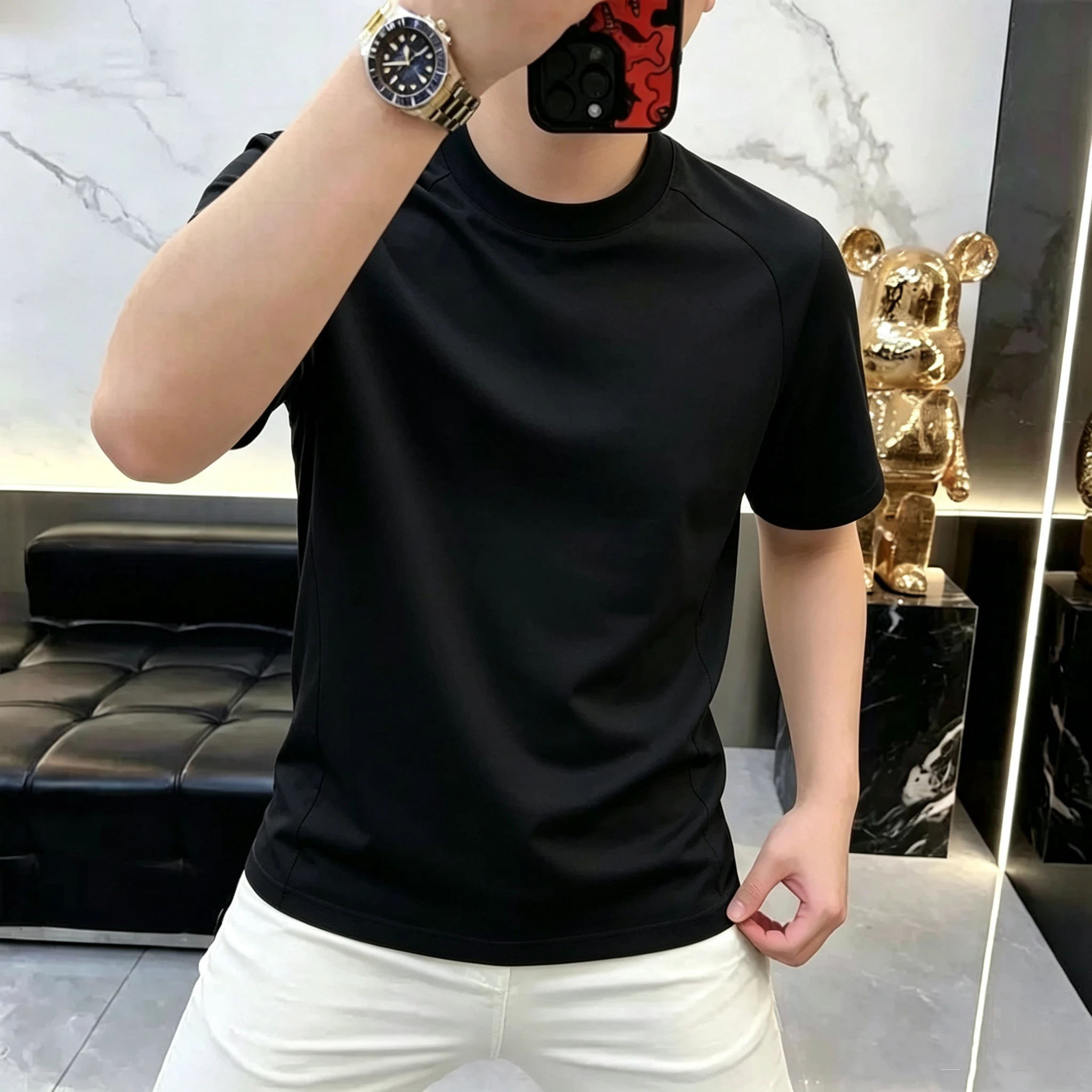2026 Summer New Style Men's Outdoor Windproof Dry Fabric Back-Placed Summer Solid-color Short Sleeve