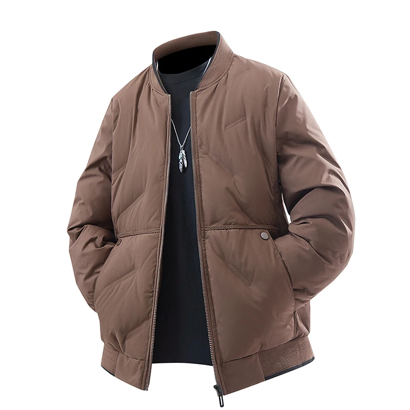 

Comfortable Short Long-sleeved Thickened Warm Cotton-padded Jacket Solidcolor Down Jacket Men Winter Loose Standup Collar Jacket