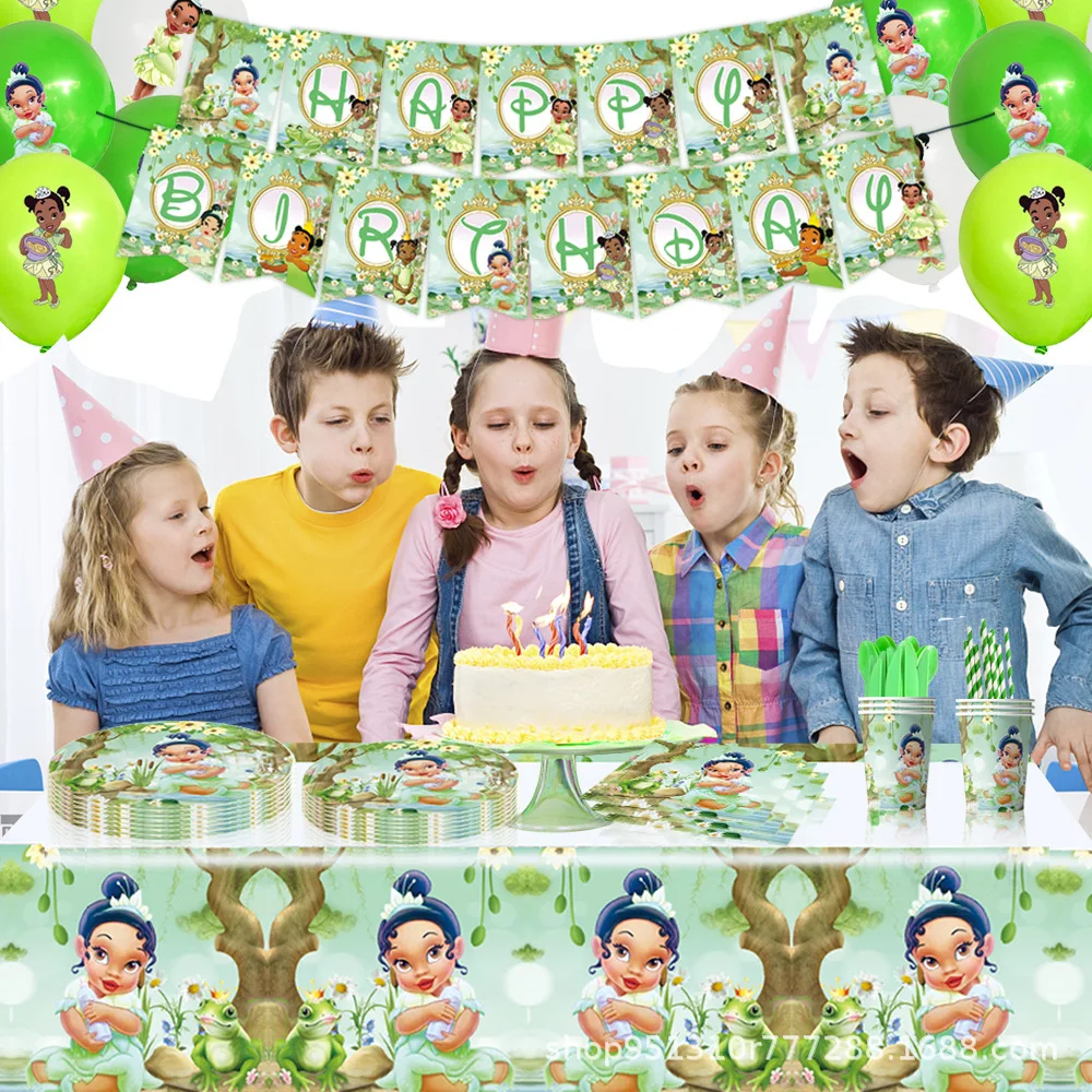 

Disney Tiana Princess Themed Birthday Party Decoration Supplies Disposable Cutlery Balloon Background Baby Shower Kid Girl Gift