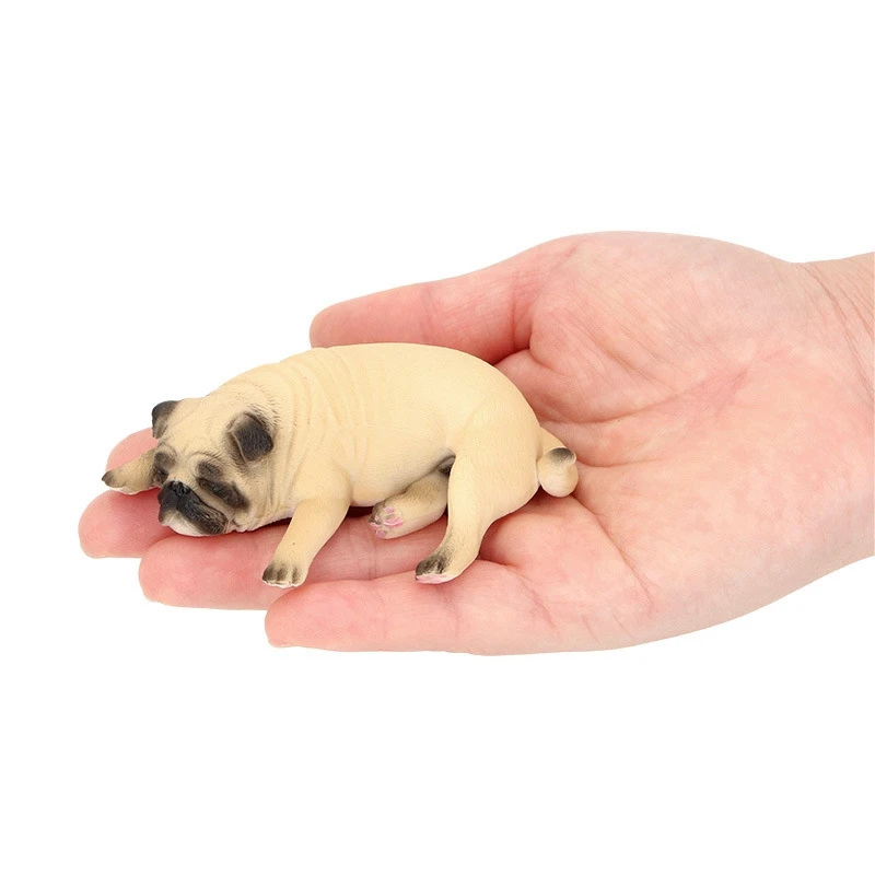 Simulation Pug dog model sleeping Pug dogs urinating shape puppy ornament desktop decoration