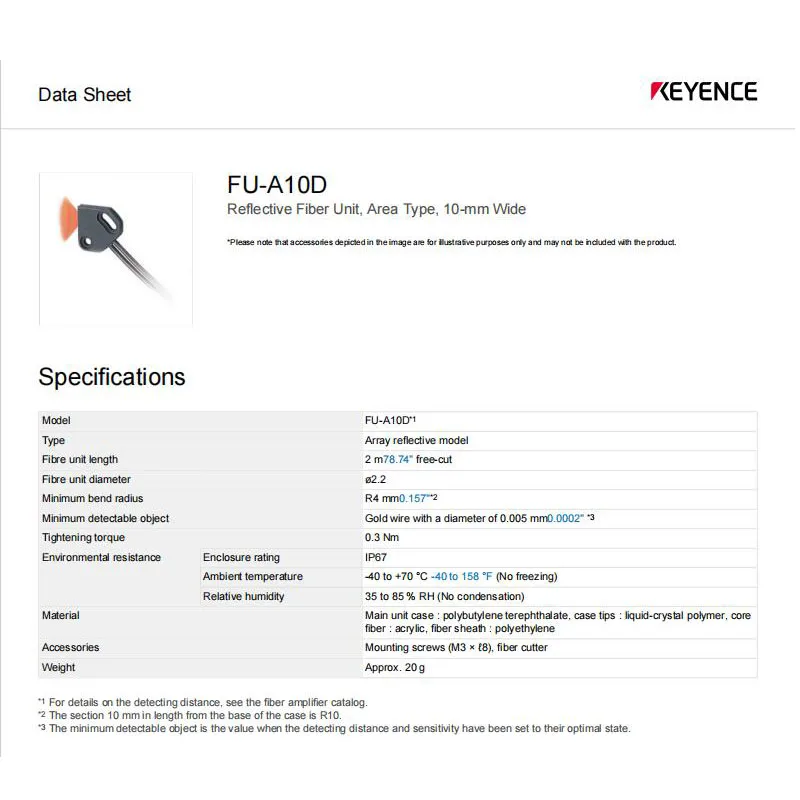 Keyence FU-A10D ใหม่เอี่ยมของแท้เซ็นเซอร์ใยแก้วนำแสงสามเหลี่ยม100% ของแท้