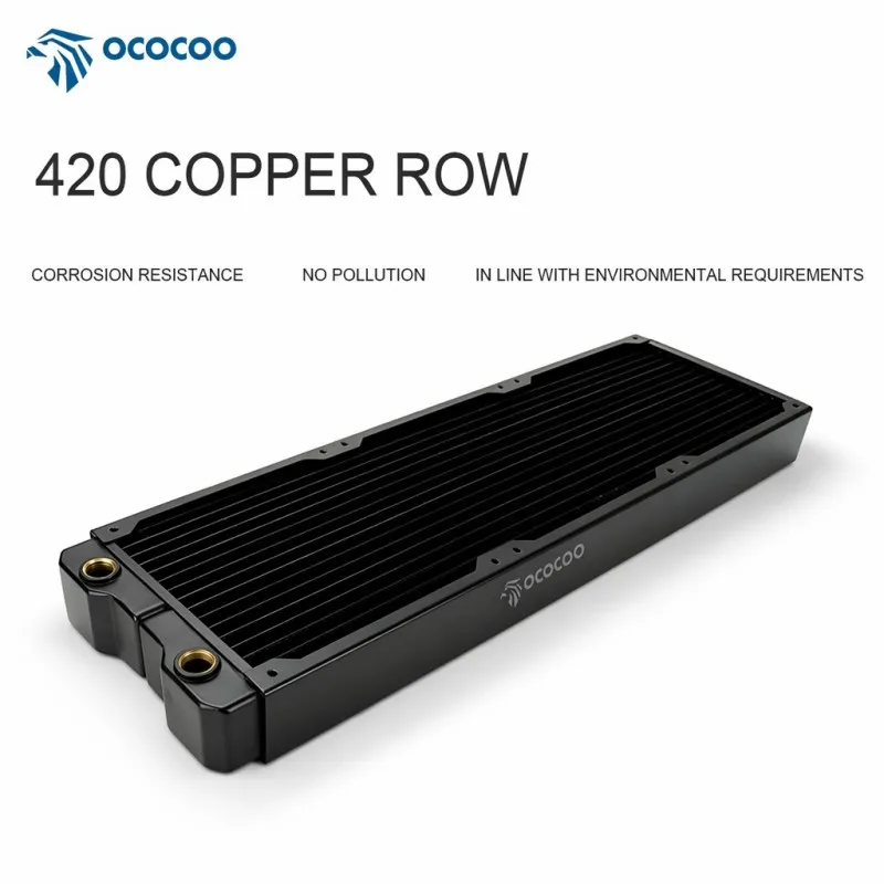 OCOCOO 420mm Copper Water Cooling Radiator Industrial Server Rack Water Cooling G1/4 Thread Precision Temperature Control