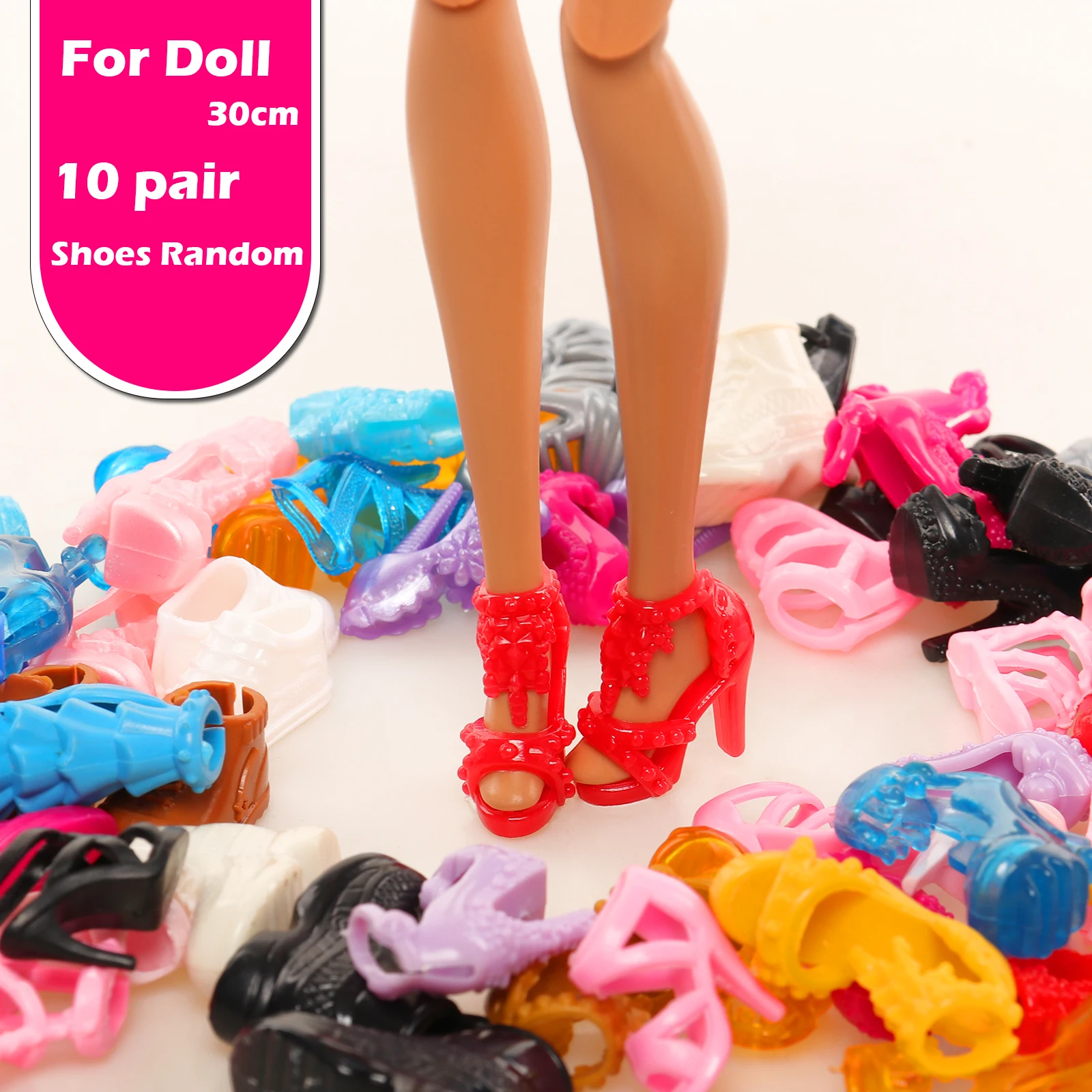 

Barwa Kawaii Fashion 30CM Girl Doll Accessories 1 Shoe Rack+Random 10 Pairs of Shoes+Random 5 Pairs of Flat Shoes Christmas