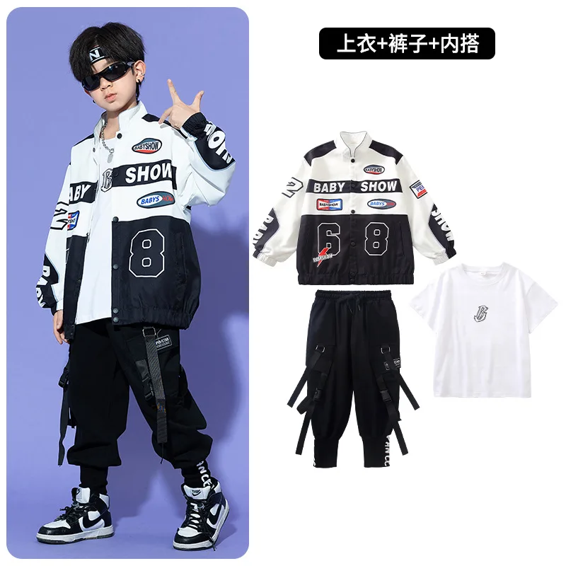 Hip Hop Dance Costumes for Girls Boys Jazz Ballroom Dance Clothes Kids Party Stage Outfits Hiphop Competition Suits Performance