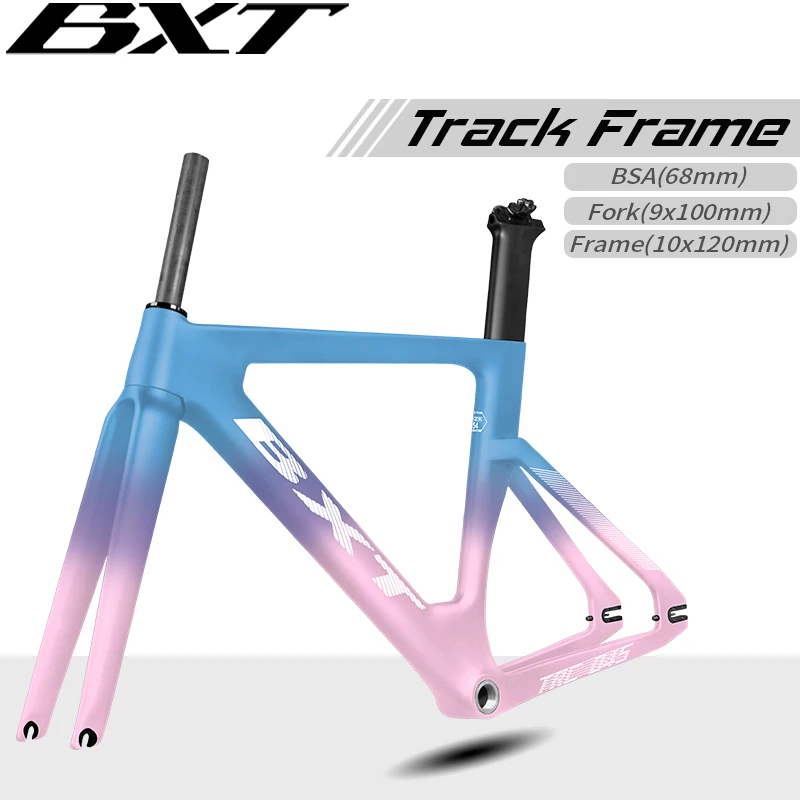 BXT Full Carbon Track Frame fixed gear Bike Frameset fit Max Tire 700Cx25C Track Bicycle Frame