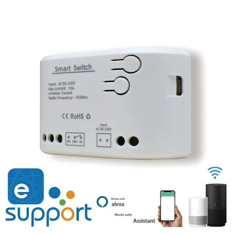 B92B-Wifi Smart Switch Module AC 85-250V Inching Timer Smart Relay Ewelink APP Controller Voice Control 1-Ch Inching Relay