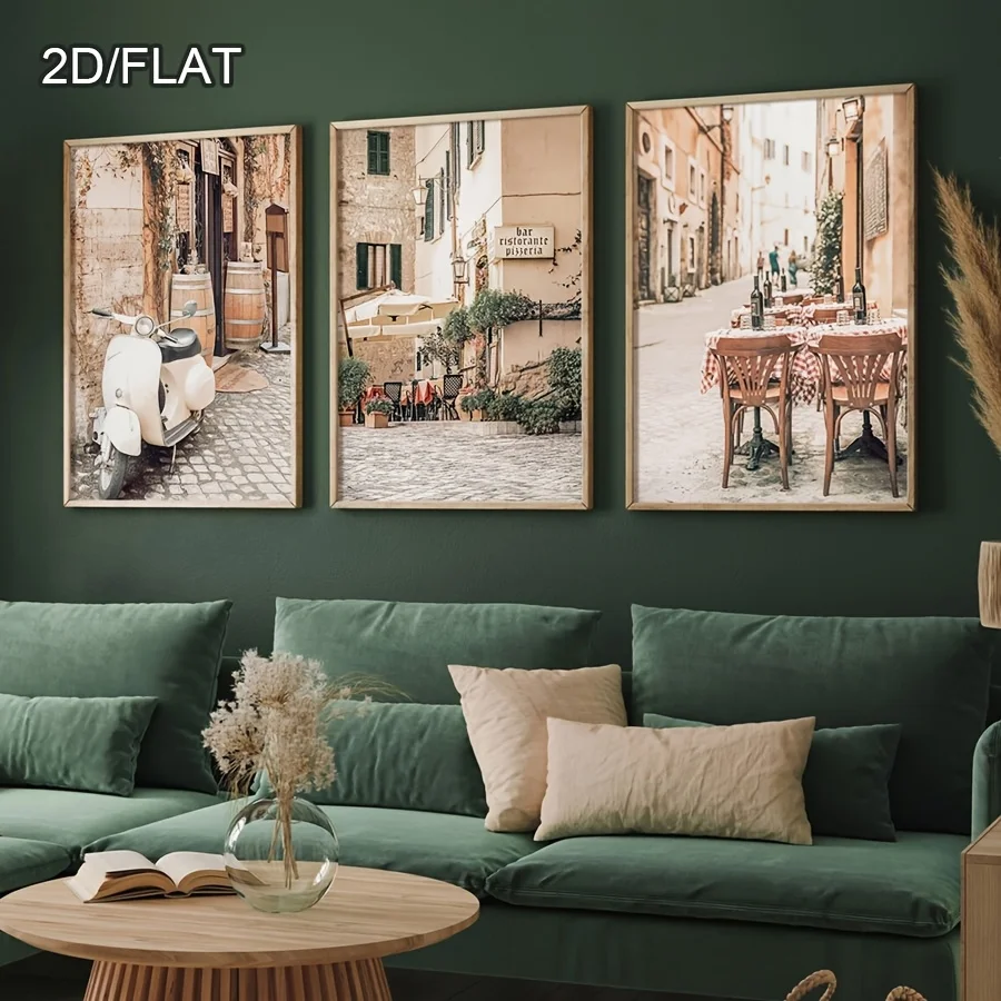 Street Scene Painting Travel wall art Trendy Wall Prints Modern Room Decor Aesthetics Poster Set Living Room Wall Decor No Frame