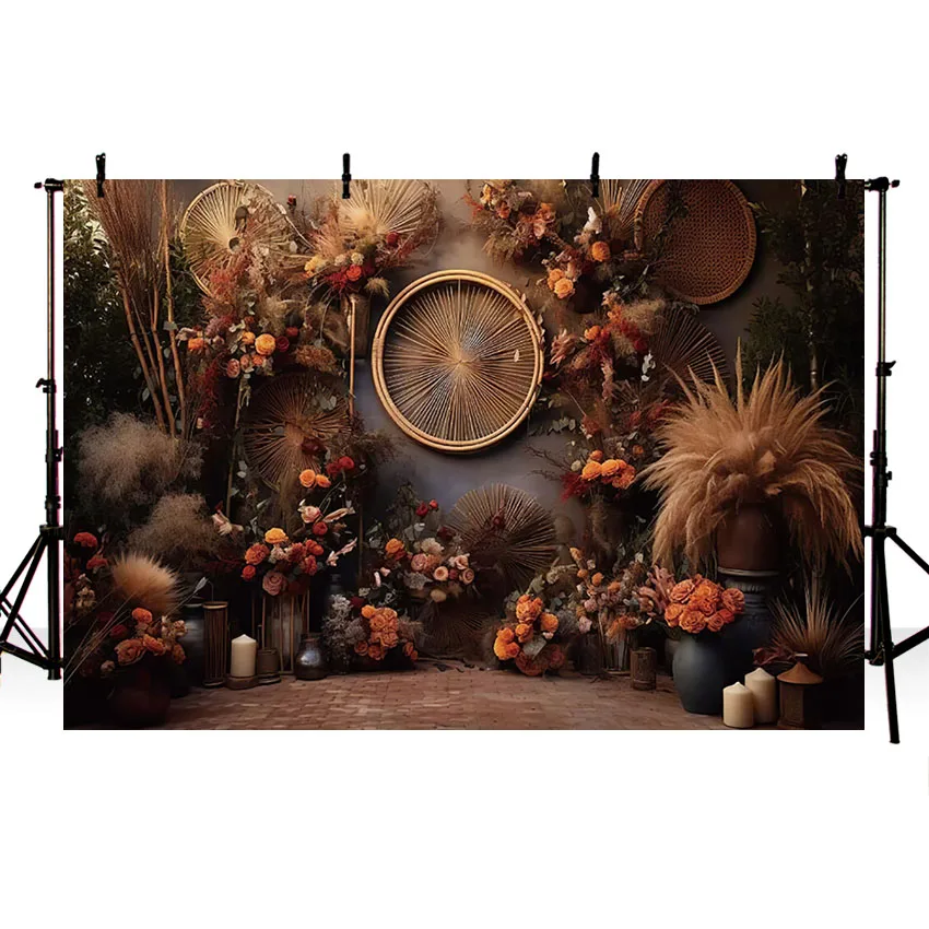 Mehofond Photography Background Retro Boho Pampas Floral Kid Birthday Party Wedding Pregnant Portrait Decor Photo Backdrop Studi