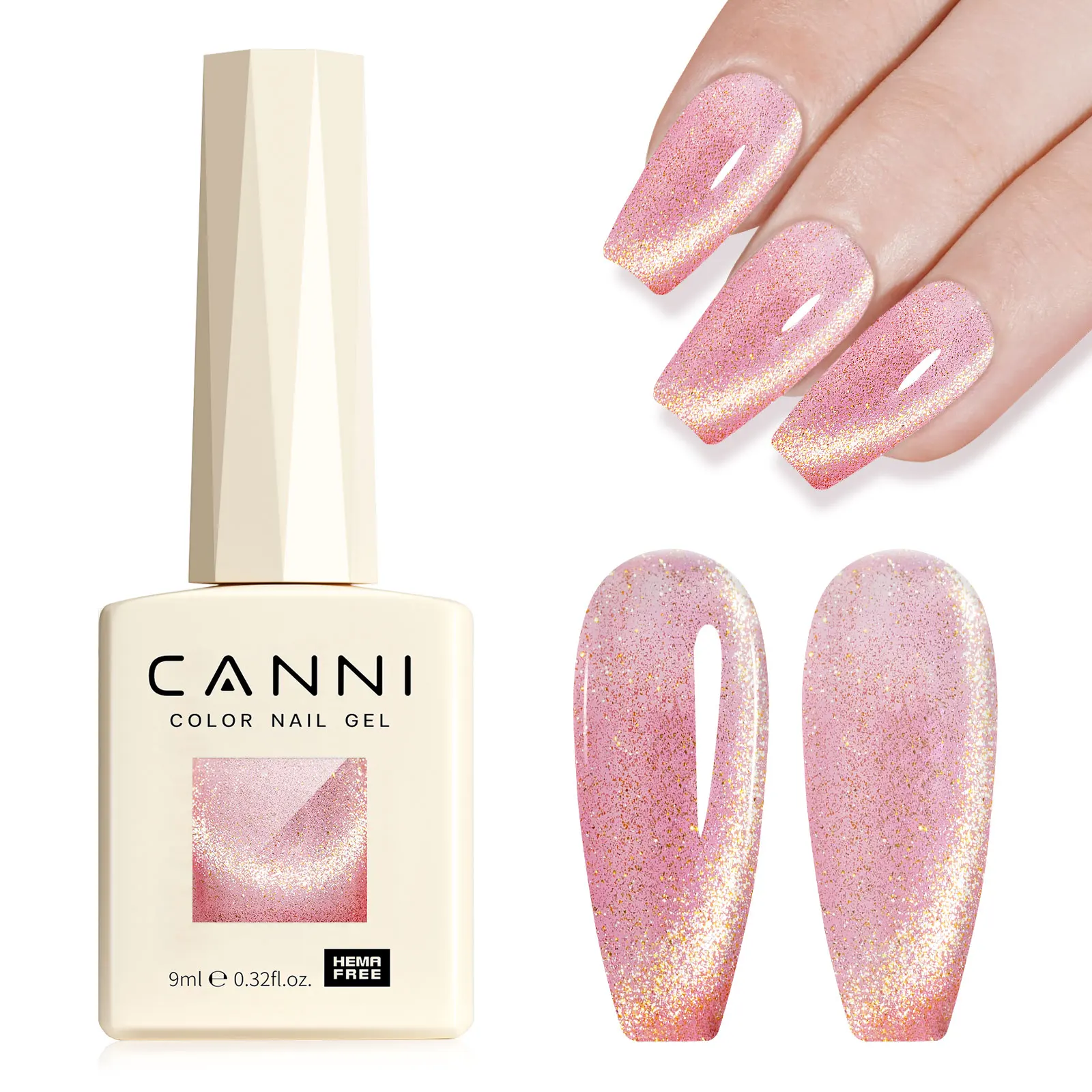 # 8013 CANNI Smalto gel per unghie Hema Free Super lucido Glitter Cat Eye Gel Diamond Top Coat Semi permanente Soak Off Vernice UV LED