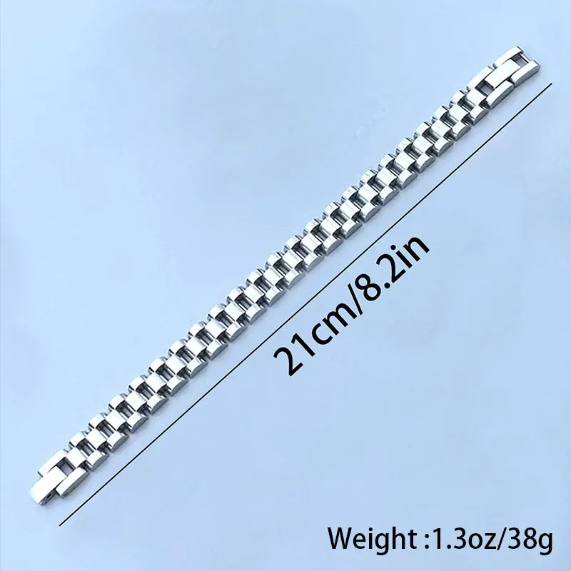 INS Edelstahl-Uhrenarmband 10mm Silberfarben Titanstahl Herrenarmband Hip-Hop Mode Schmuck Accessoires – Detail 1