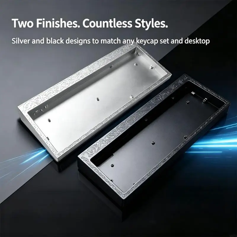 Q6PA Aluminum Mechanical Keyboard Case with Raised Border Pattern, Internal Mounting Posts and Tools for EV63 GH60 Customisable
