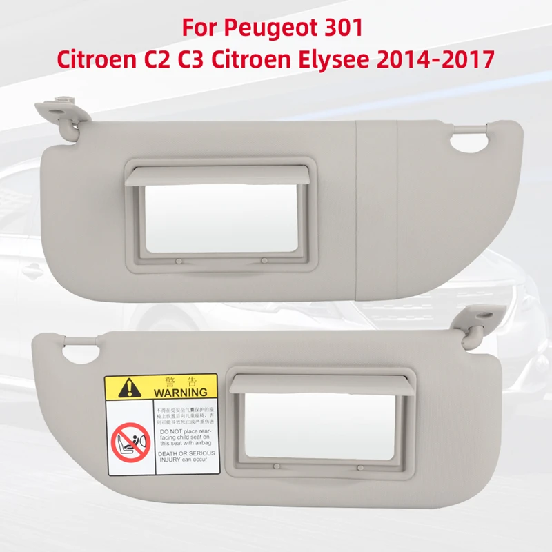 Car Sun Visor Sunshield Sunshade With Makeup Mirror For Peugeot 301 Citroen C2 C3 Citroen Elysee 2014-2017 98038432DS 98038433DS