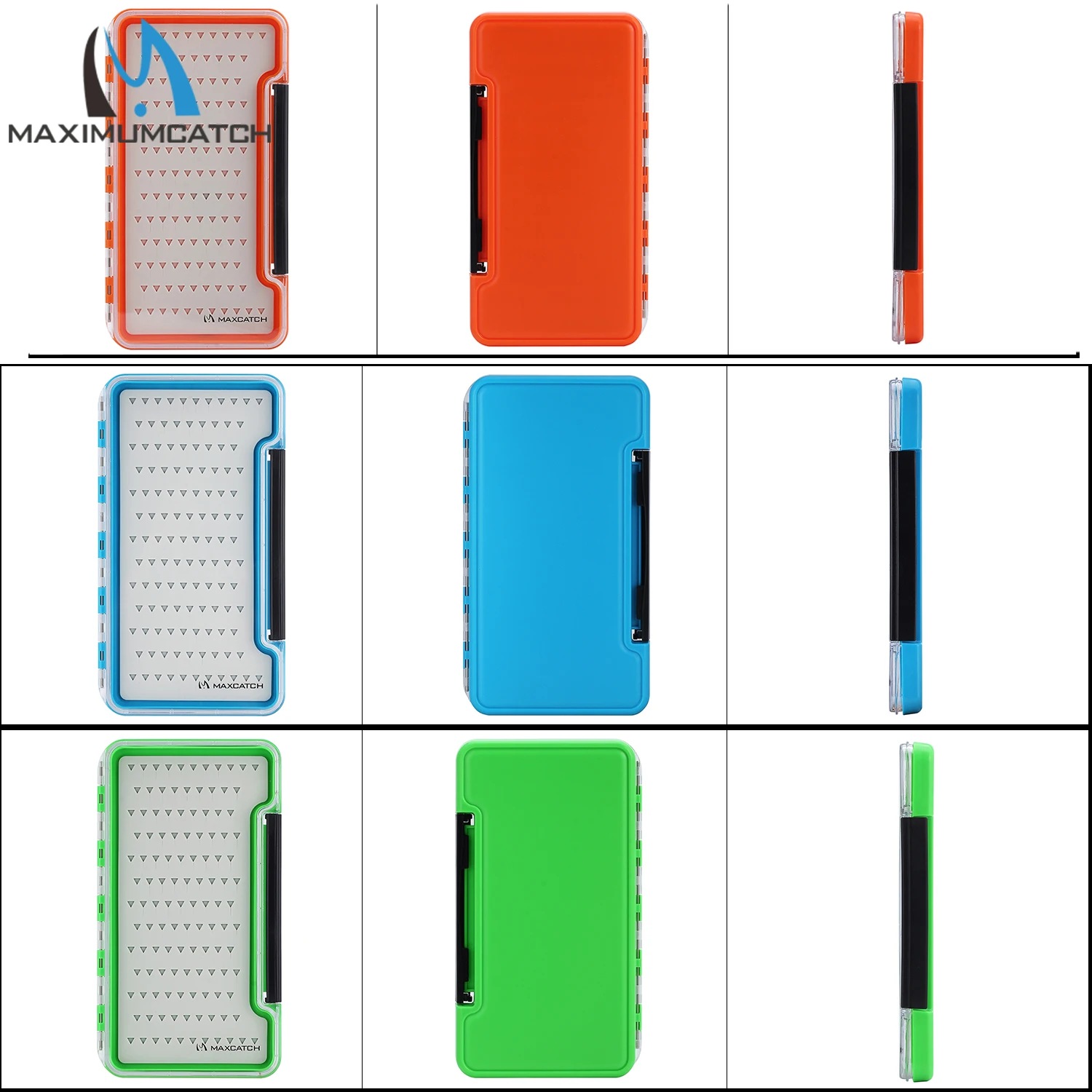 Maximumcatch Super Slim Clear Fly Box - Transparent Plastic w/Silicone Insert for Dry/Nymph Flies Fishing Storage