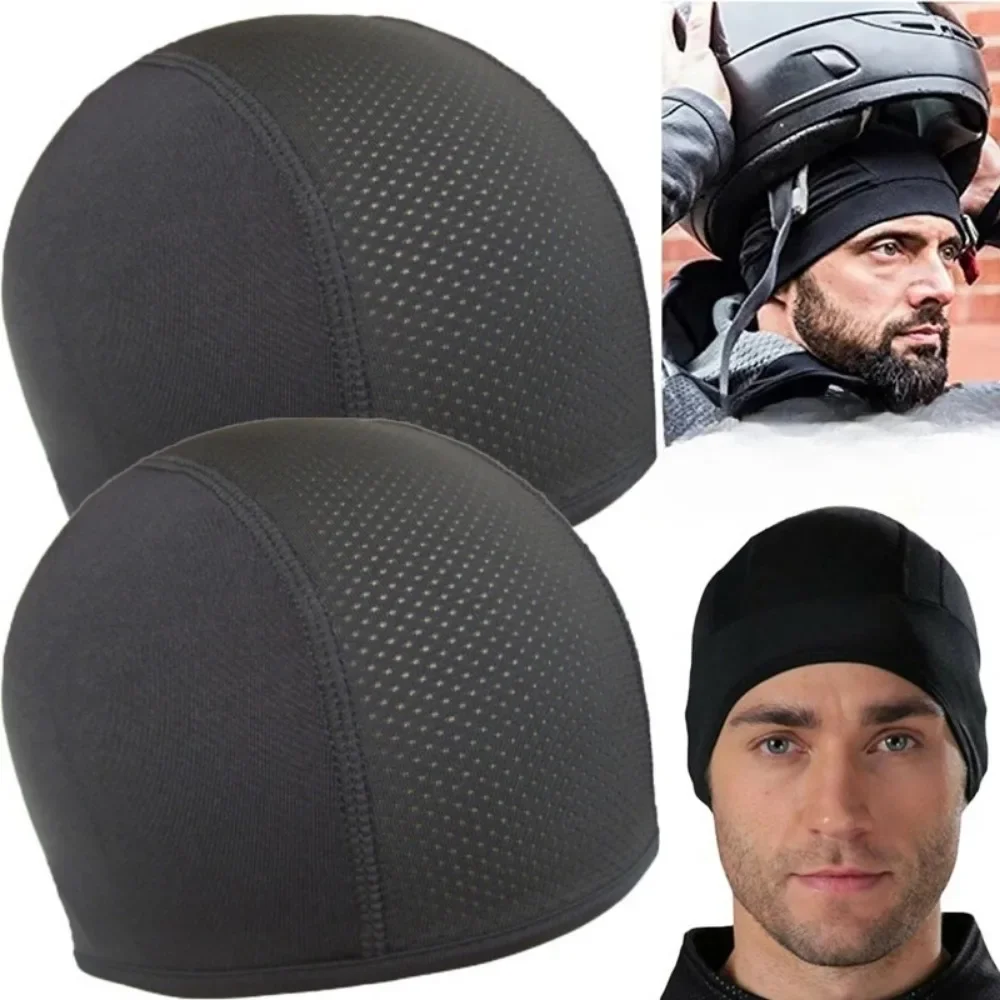 1PC Motorcycle Cycling Cap Quick Dry Breathable Moisture Wicking Under Helmet Beanie Inner Lined Dome Sport Cap Cycling Hat