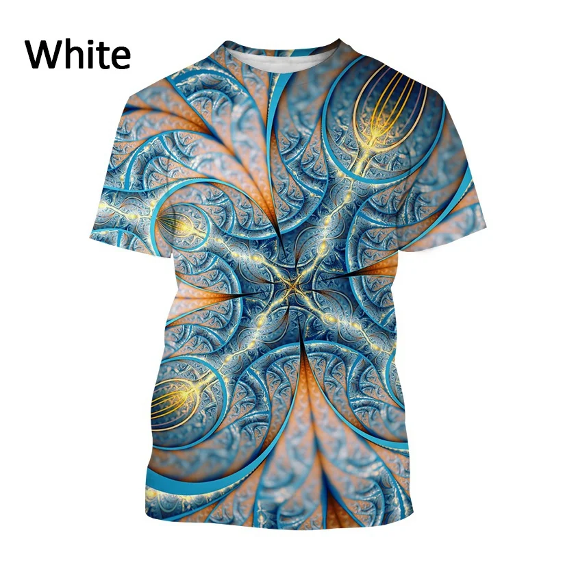 New Men's Fractal Vertigo Graphic Art T Shirt Unisex Fashion Cool Harajuku Print Short Sleeve Streetwear Top