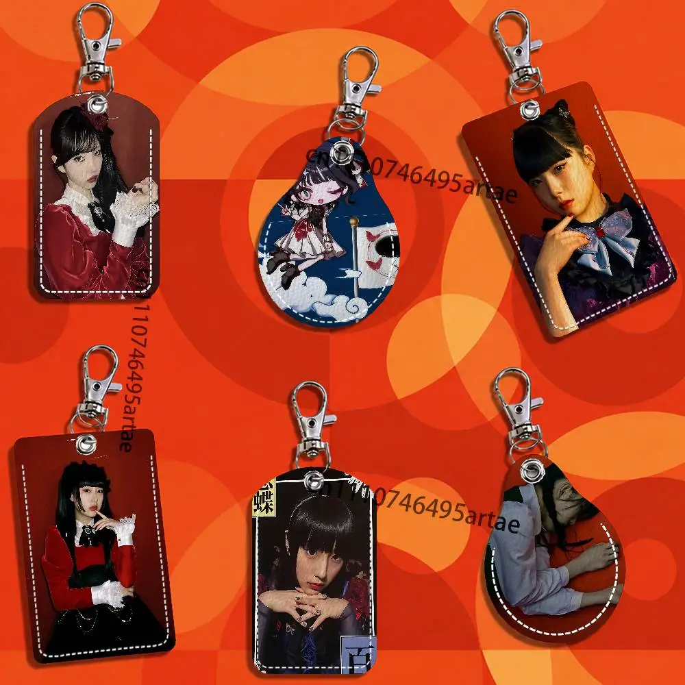 Phantom Siita Otomodachi Rectangle ID Card Case Keychain Access Card Bag Key Tag Ring Leather Card Holder Key Ring